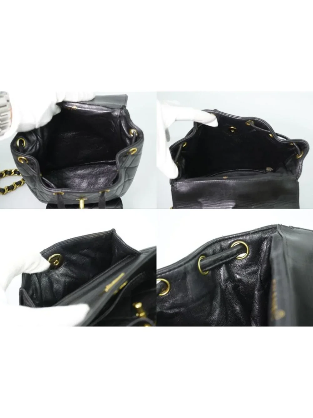 Chanel CC Logo Quilted Backpack Lambskin Leather Black